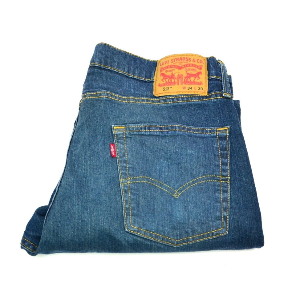Levi's 513 Men's Size W34 L30 Blue Straight Loose Fit Denim Jeans